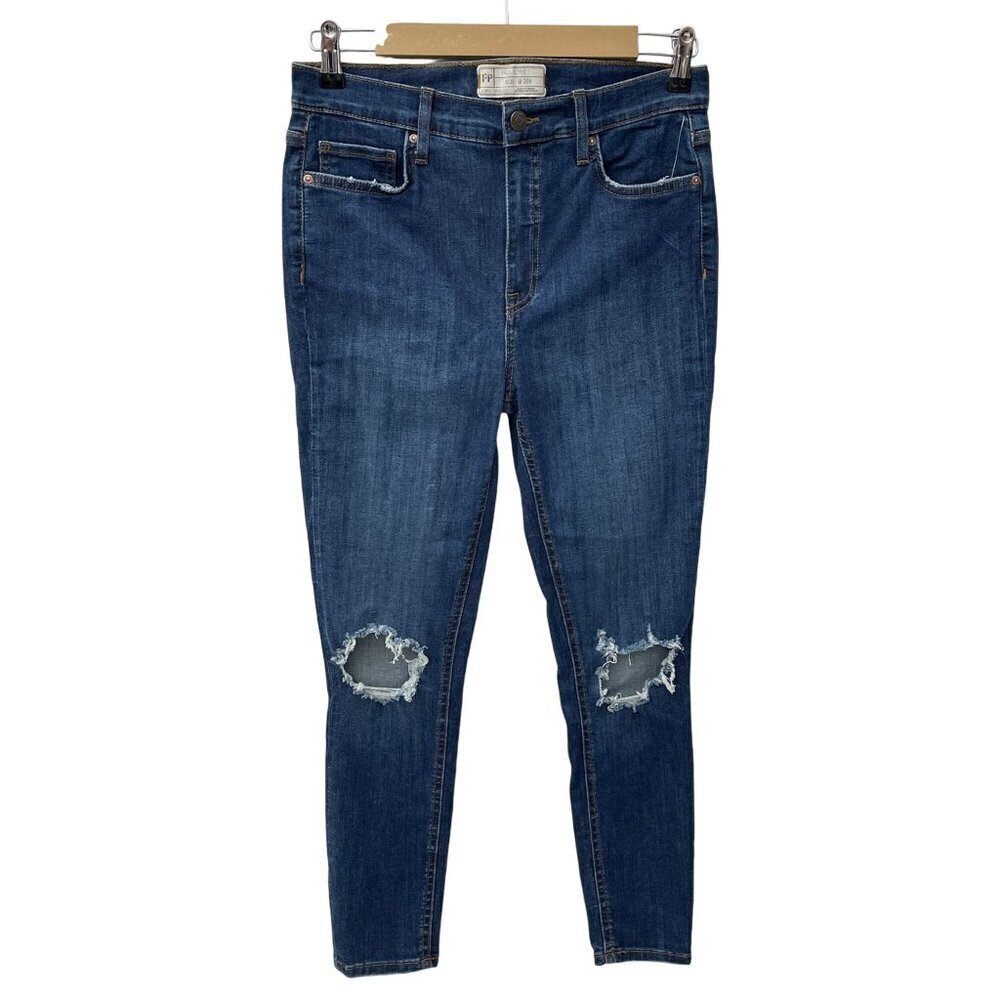 Free People Distressed Skinny Jeans High Rise Denim Cotton Stretch NWT Womens 30